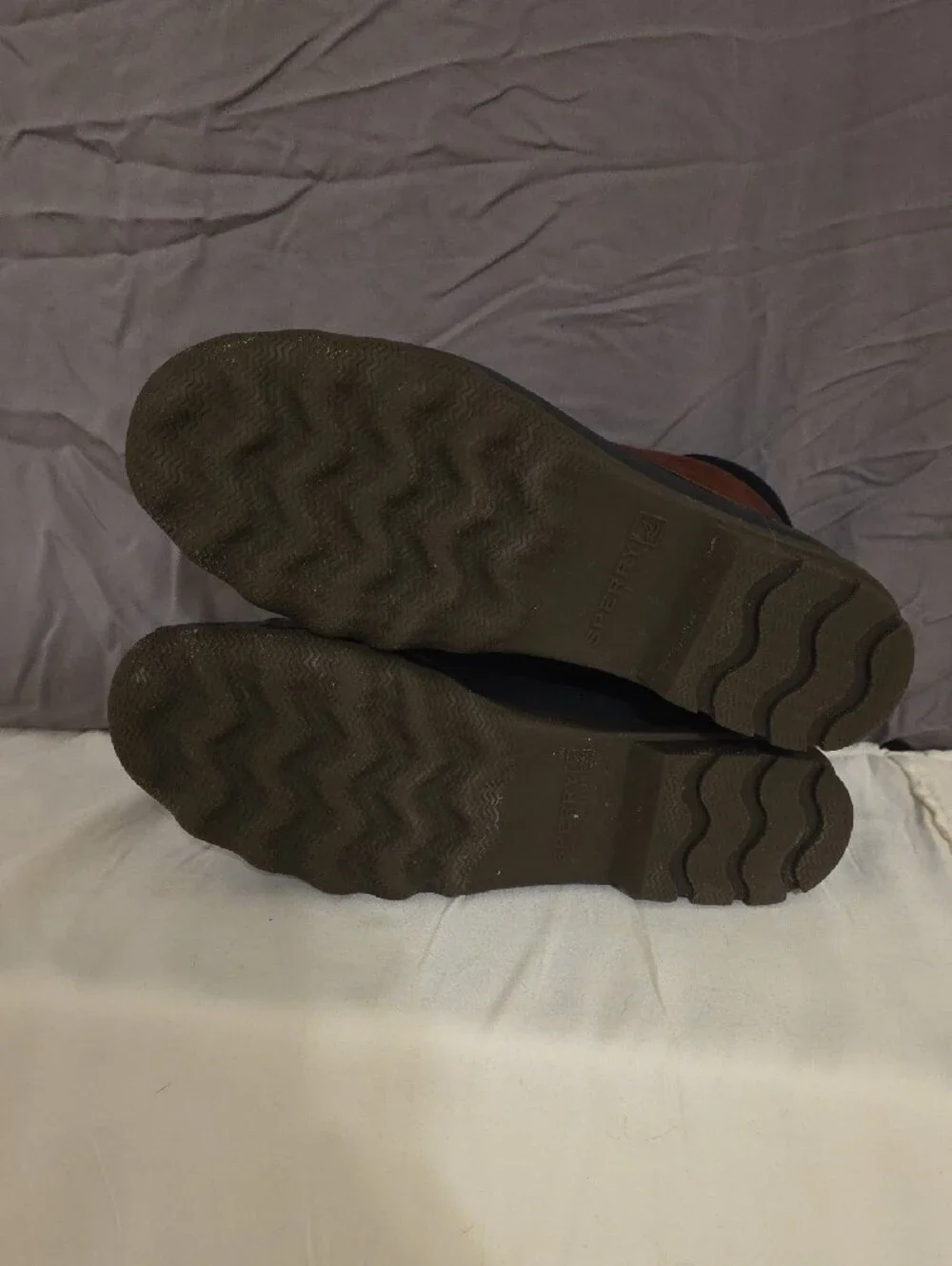 Sperry Brown Leather and Black Rubber Duck Boots